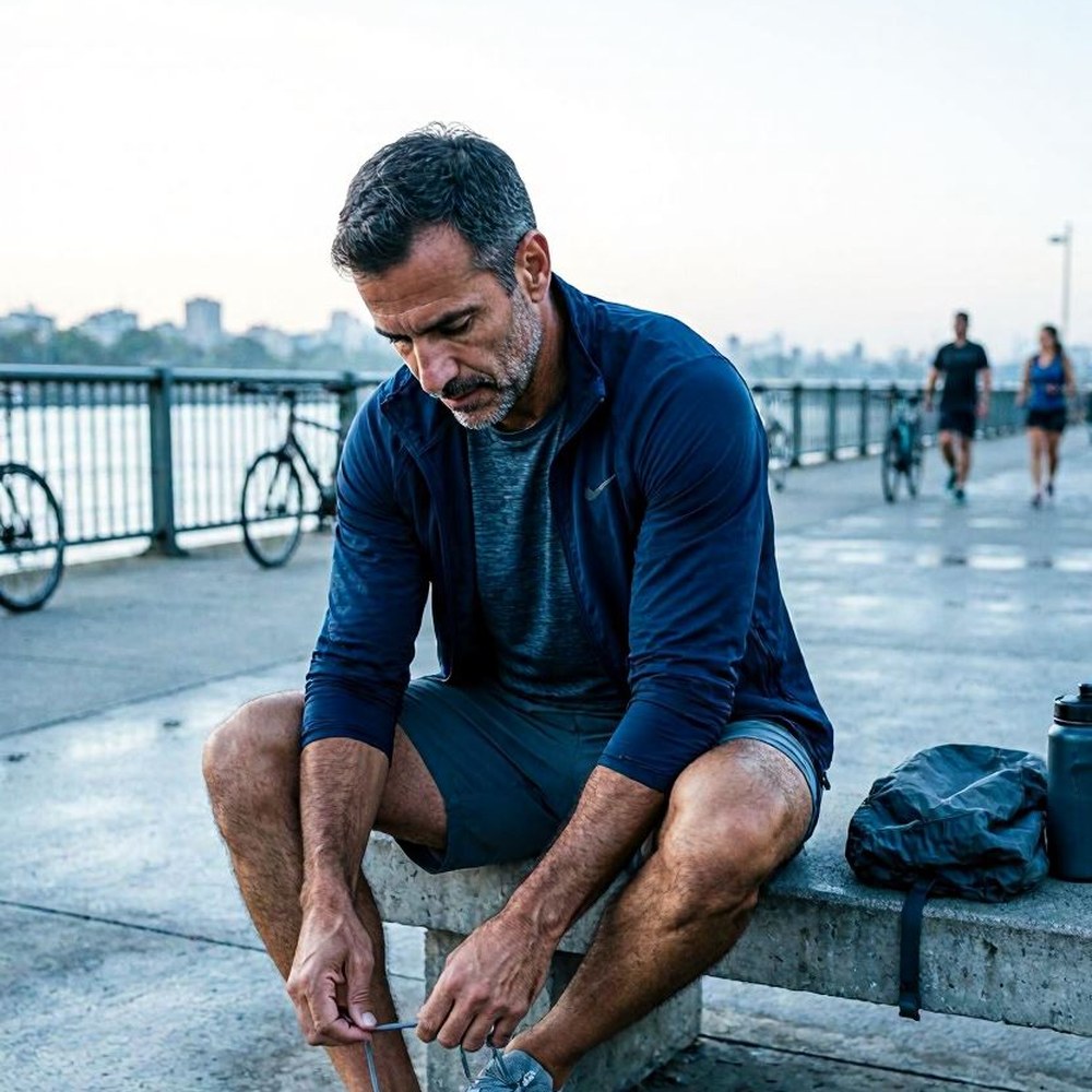 Hombre con energía sosteniendo Adenofrin